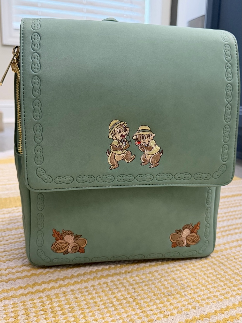 Loungefly Mint Green Chip and Dale Embroidered Backpack